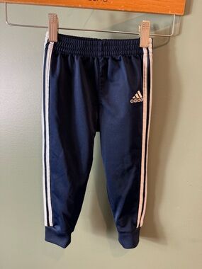 adidas Navy & White Three-Stripe Kids Track Joggers